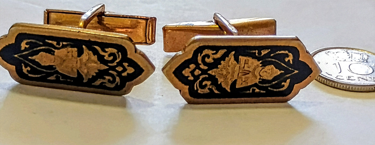 Gold & Black Vintage Siam Mens Cufflinks
