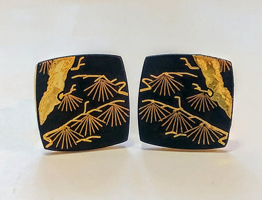 Very Nice 20k Gold Filled Mens Damascene Dragon Cufflinks