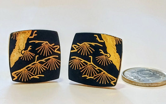 Very Nice 20k Gold Filled Mens Damascene Dragon Cufflinks