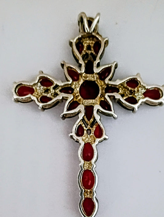 * Beautiful Nine Carat Garnet &  Sterling Silver Cross * (Copy)
